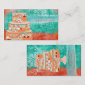 PixDezines bruidstaarten/waterverf effecten Visitekaartje (Voorkant / Achterkant)