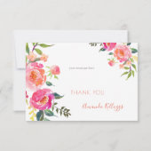 PixDezines Bruidsuitnodiging Waterverf Zomer Pioen Bedankkaart (Achterkant)