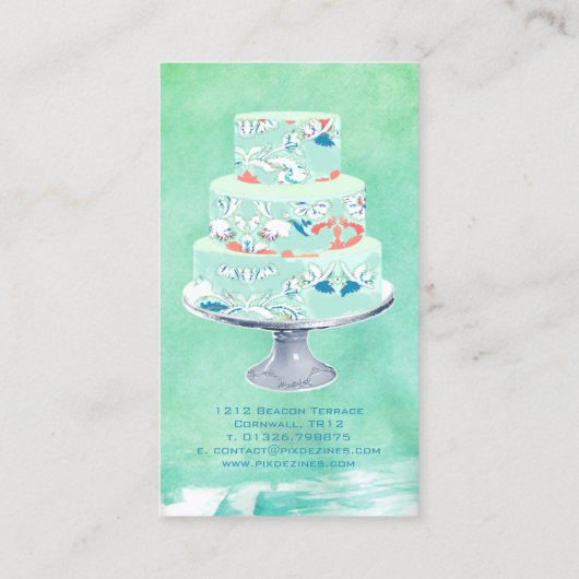 PixDezines bruiloft cakes/waterverf beïnvloedt Visitekaartje (Achterkant)