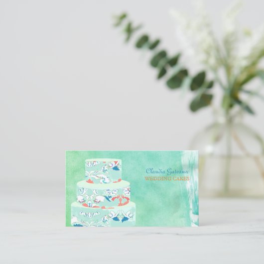 PixDezines bruiloft cakes/waterverf beïnvloedt Visitekaartje (Staand voorkant)