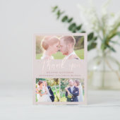 PixDezines Bruiloft Dank u/Blush Roze Script Briefkaart (Staand voorkant)