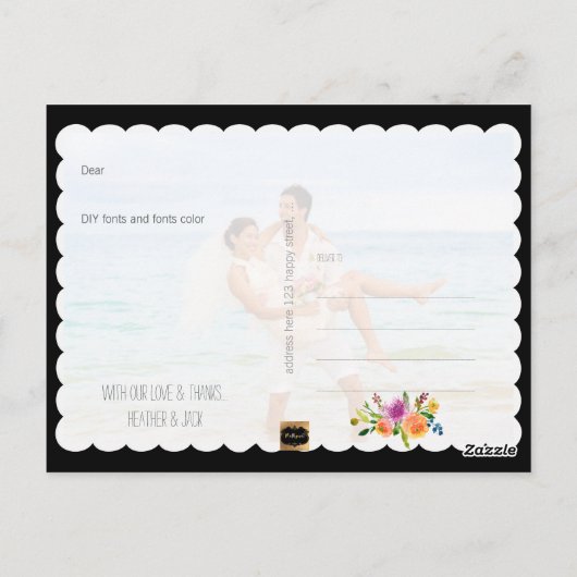 PixDezines bruiloft Dank u Briefkaart (Achterkant)