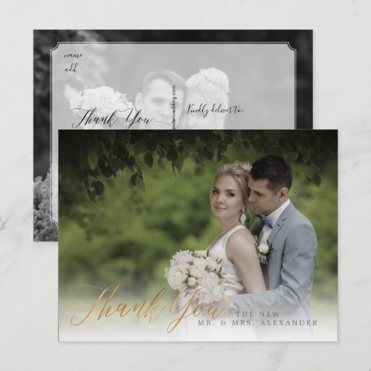 PixDezines Bruiloft Dank u / Faux Gold Kalligrafie Briefkaart (Voorkant / Achterkant)