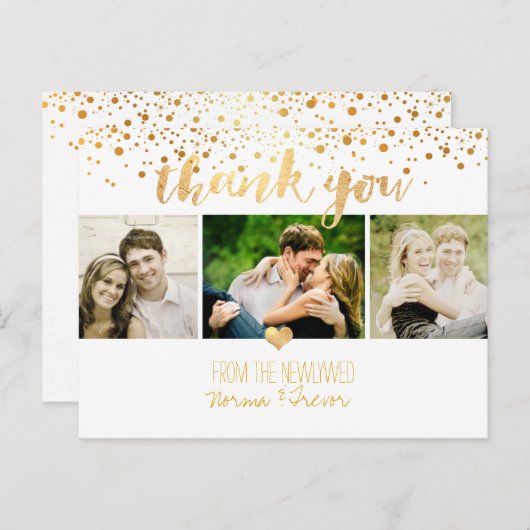 PixDezines bruiloft dank u / faux goud Briefkaart (Voorkant / Achterkant)