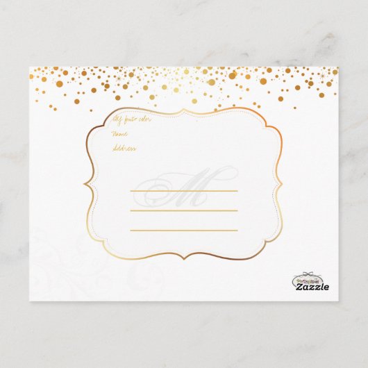PixDezines bruiloft dank u / faux goud Briefkaart (Achterkant)