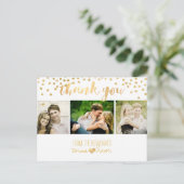 PixDezines bruiloft dank u / gouden confetti Briefkaart (Staand voorkant)