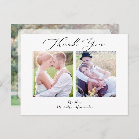 PixDezines Bruiloft Dank u / Luxe kalligrafie Briefkaart (Voorkant / Achterkant)