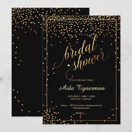 PixDezines Bruiloft Faux Gouden Confetti Kaart (Voorkant / Achterkant)