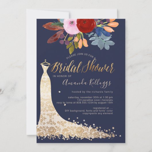 PixDezines Bruiloft Watercolor Rood+Blauw Kaart (Voorkant)