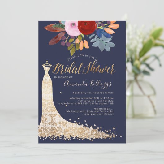 PixDezines Bruiloft Watercolor Rood+Blauw Kaart (Staand voorkant)