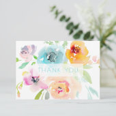 PixDezines Bruiloft Waterverf Lente Bloemen Bedankkaart (Staand voorkant)