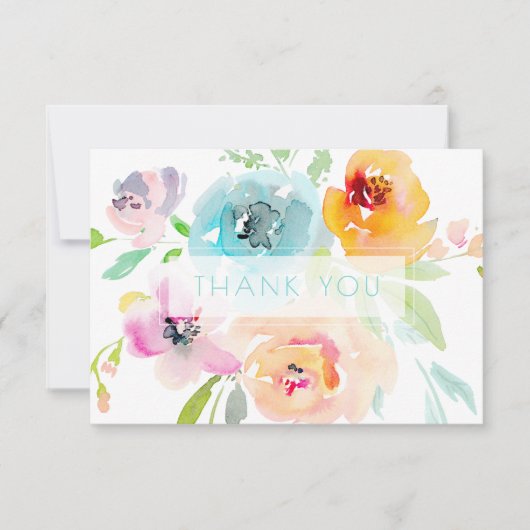 PixDezines Bruiloftsfeest Watercolor Lente Bloemen Bedankkaart (Voorkant)