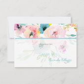 PixDezines Bruiloftsfeest Watercolor Lente Bloemen Bedankkaart (Achterkant)