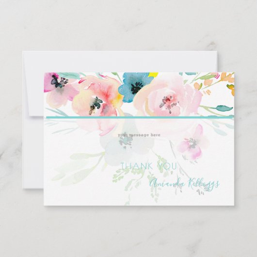 PixDezines Bruiloftsfeest Watercolor Lente Bloemen Bedankkaart (Achterkant)