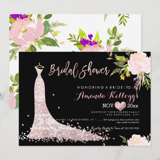 PixDezines Bruiloftslunch Lente Bloemen Kaart (Voorkant / Achterkant)