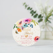 PixDezines Bruiloftsshower met waterverf bloemen Kaart (Staand voorkant)