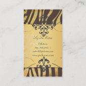 PixDezines  bruin zebra/faux parcum Visitekaartje (Achterkant)