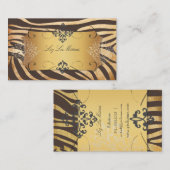 PixDezines  bruin zebra/faux parcum Visitekaartje (Voorkant / Achterkant)