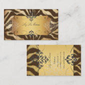 PixDezines  bruin zebra/faux parcum Visitekaartje (Voorkant / Achterkant)