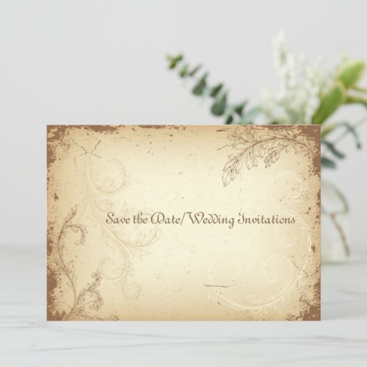 PixDezines  bruine bloemenrol Save The Date (Staand voorkant)