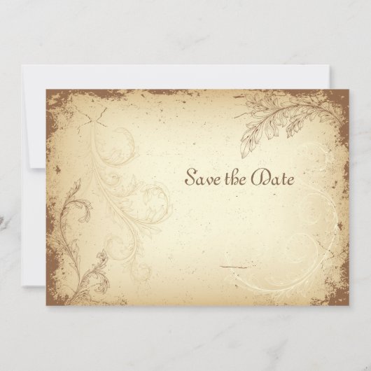 PixDezines  bruine bloemenrol Save The Date (Achterkant)