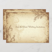 PixDezines  bruine bloemenrol Save The Date (Voorkant / Achterkant)