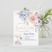 PixDezines Brunch Bubble Blush+Blue H2 bloemen Kaart (Staand voorkant)