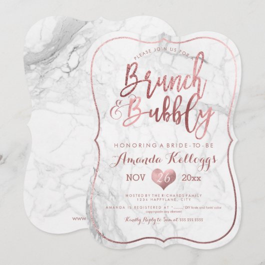 PixDezines Brunch Bubble/Faux Roos Gold Marble Kaart (Voorkant / Achterkant)