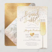 PixDezines Brunch Bubble/Faux Silver+Gold Confetti Kaart (Voorkant / Achterkant)