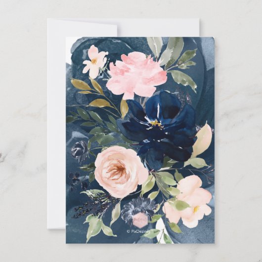 PixDezines Brunch Bubble Navy Blush H2 bloemen Inv Kaart (Achterkant)