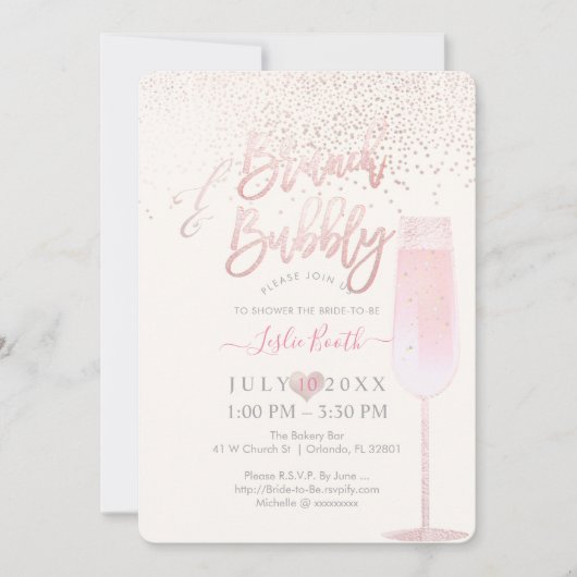 PixDezines Brunch Bubble/Roze Champagne Confetti Kaart (Voorkant)