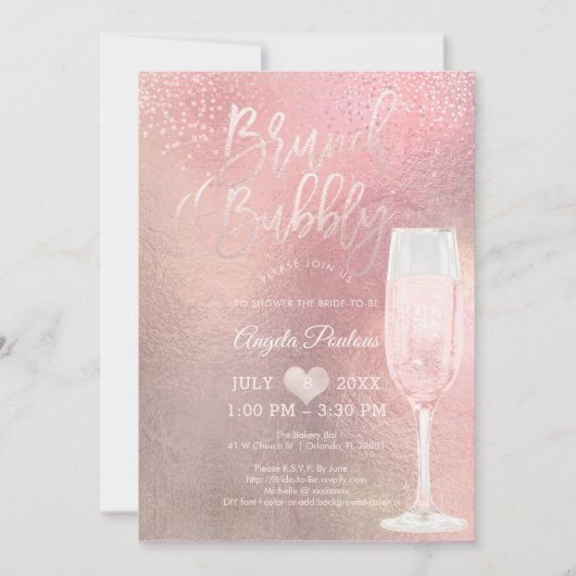 PixDezines Brunch Bubbly/Confetti+Ombre Roos Kaart (Voorkant)