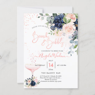 PixDezines Brunch Bubbly Navy Blush H2 bloemen Uit Kaart