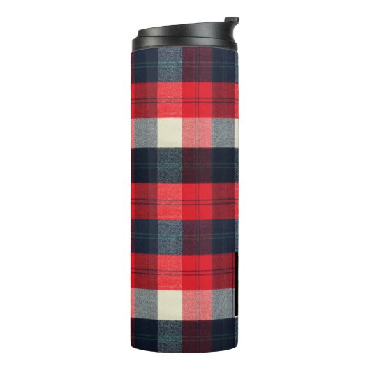 PixDezines Buffalo Plaid, Lumber Jack Monogram Thermosbeker (Gedraaid links)