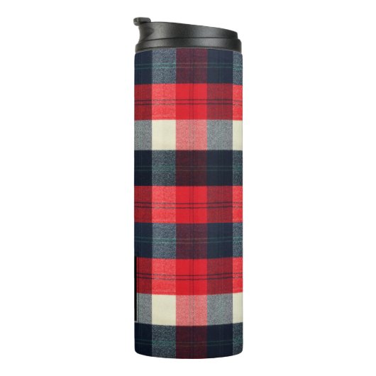 PixDezines Buffalo Plaid, Lumber Jack Monogram Thermosbeker (Geroteerd rechts)