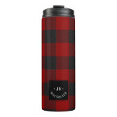 PixDezines Buffalo Plaid, zwart rood monogram Thermosbeker (Voorkant)