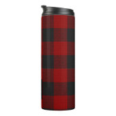 PixDezines Buffalo Plaid, zwart rood monogram Thermosbeker (Geroteerd rechts)