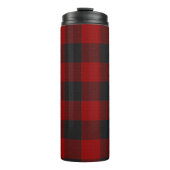 PixDezines Buffalo Plaid, Zwart Rood Thermosbeker (Voorkant)