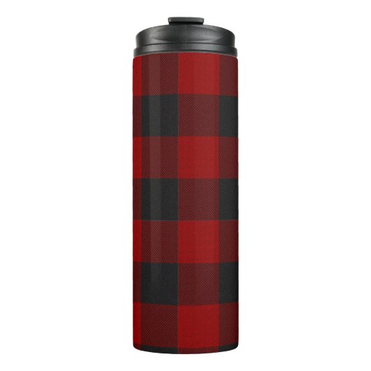PixDezines Buffalo Plaid, Zwart Rood Thermosbeker (Voorkant)