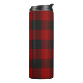 PixDezines Buffalo Plaid, Zwart Rood Thermosbeker (Gedraaid links)