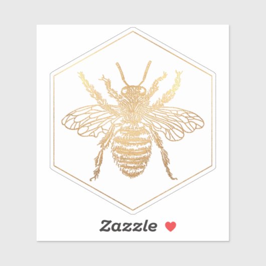 PixDezines Bumble Bee+Honingraat, Faux Gold Sticker (Vel)