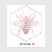 PixDezines Bumble Bee+Honingraat, Faux Roos Gold Sticker (Vel)