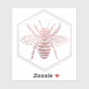 PixDezines Bumble Bee+Honingraat, Faux Roos Gold Sticker
