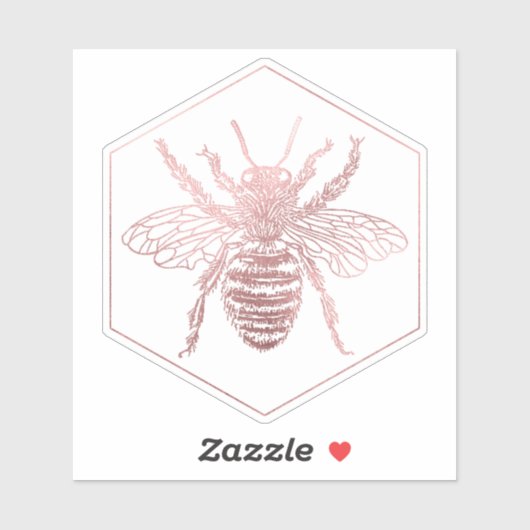 PixDezines Bumble Bee+Honingraat, Faux Roos Gold Sticker (Vel)