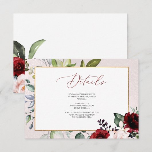 PixDezines Burgundy Blush Blooms DETAILS KAARTEN (Voorkant / Achterkant)