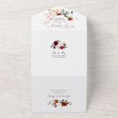 PixDezines Burgundy Blush H2 Flowers All In One Uitnodiging (Buitenkant)