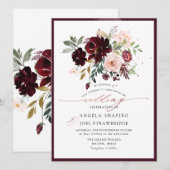 PixDezines Burgundy Blush Waterverf Flowers Kaart (Voorkant / Achterkant)