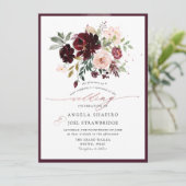 PixDezines Burgundy Blush Waterverf Flowers Kaart (Staand voorkant)