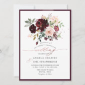 PixDezines Burgundy Blush Waterverf Flowers Kaart (Voorkant)