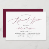 PixDezines Burgundy Calligraphy Rehearsal Dinner Kaart (Voorkant / Achterkant)